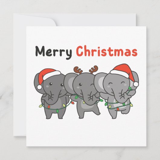 Animaux de Noël Éléphant Éléphants Invitation Joye (Devant)