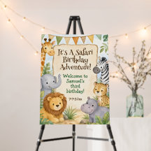 Animaux de safari aquarelle pour fête d'anniversai