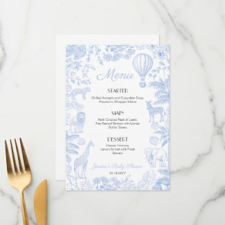 Animaux de Safari Toile de Jouy Menus de Baby Show