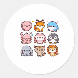 Animaux de Zoo Autocollant Dessin Animé Mignon