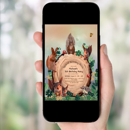 Animaux des bois 5e Invitation d'anniversaire