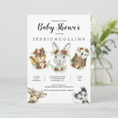 Animaux des bois Aquarelle Baby shower Invitation (Debout devant)