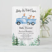 Animaux des bois Baby shower de camion Invitation (Debout devant)