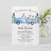 Animaux des bois Baby shower de camion Invitation (Debout devant)