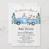 Animaux des bois Baby shower de camion Invitation (Devant)