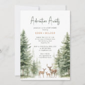 Animaux des bois Baby showers cerfs Invitation (Devant)