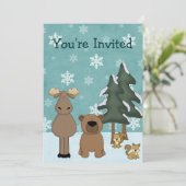 Animaux des bois d'hiver Invitation à la fête d'an (Debout devant)