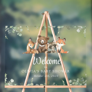Animaux des bois, Forêt, Baby shower Bienvenue