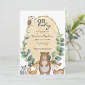 Animaux des bois Invitation au Baby shower de prin (Debout devant)