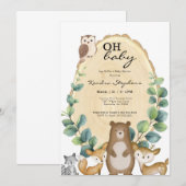 Animaux des bois Invitation au Baby shower de prin (Devant / Derrière)