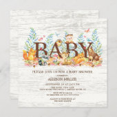Animaux des bois Invitation au Baby shower neutre (Devant / Derrière)