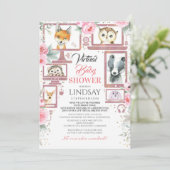 Animaux des bois Invitation au Baby shower virtuel (Debout devant)