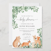 Animaux des bois Invitation Baby shower blanc (Devant)