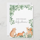 Animaux des bois Invitation Baby shower blanc (Dos)