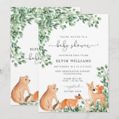 Animaux des bois Invitation Baby shower blanc (Devant / Derrière)