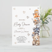 Animaux des bois Invitation Baby shower moderne (Debout devant)