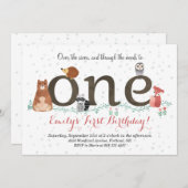 Animaux des bois Invitation d'anniversaire (Devant / Derrière)