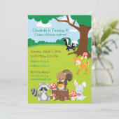 Animaux des bois Invitation de fête d'anniversaire (Debout devant)