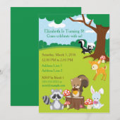 Animaux des bois Invitation de fête d'anniversaire (Devant / Derrière)