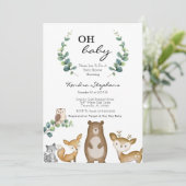 Animaux des bois Invitation minimale au Baby showe (Debout devant)