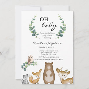 Animaux des bois Invitation minimale au Baby showe