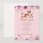 Animaux des bois Poème de Merci de Baby shower de (Devant / Derrière)