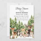Animaux Des Bois Sur Invitation Au Baby shower For (Devant)