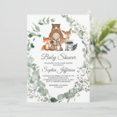 Animaux des bois Végétation Baby shower Invitation (Debout devant)
