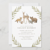 Animaux des bois Végétation Baby shower Invitation (Devant)