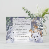 Animaux d'hiver Invitation d'anniversaire pour enf (Debout devant)