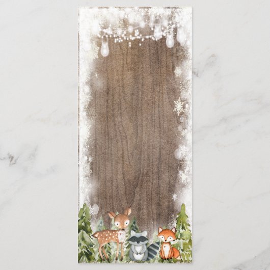Animaux d'hiver rustiques Forêt Menu Anniversaire (Dos)