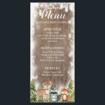 Animaux d'hiver rustiques Forêt Menu Anniversaire<br><div class="desc">Rustique Animaux d'hiver Bois Carte Menu Anniversaire</div>