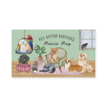 Animaux domestiques assis, Chien marchant, Carte d