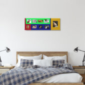 Animaux drôles sur toile colorée tendue (Insitu(Chambre))