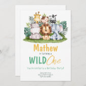 Animaux d'une partie sauvage Invitation d'annivers (Devant / Derrière)