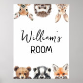 Animaux en bois mignons Baby Nursery Room Poster (Devant)
