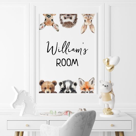 Animaux en bois mignons Baby Nursery Room Poster