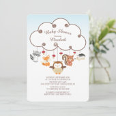 Animaux en bois mignons Bébé Douche Invitations (Debout devant)
