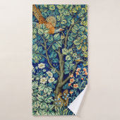 Animaux et fleurs, forêt, William Morris (Serviette de bain)