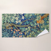 Animaux et fleurs, forêt, William Morris (Serviette de bain)