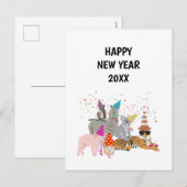 Animaux Fête - Animaux Vacances Carte Nouvel An (Devant / Derrière)