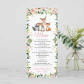 Animaux & Fleurs rose blush bébé Shower Menu plat (Debout devant)