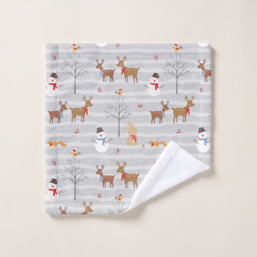 Animaux forestiers et Snowmen (Gant de toilette)