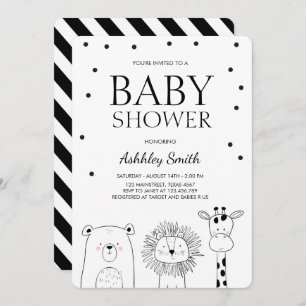 Animaux invitations Zoo Safari Black Modern