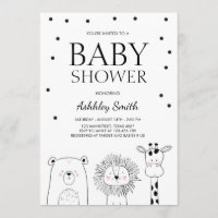 Animaux invitations Zoo Safari Black Modern