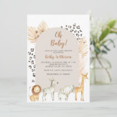 Animaux Jungle Baby shower Invitation (Debout devant)