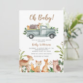 Animaux Jungle Truck Baby shower Invitation (Debout devant)