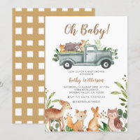 Animaux Jungle Truck Baby shower Invitation