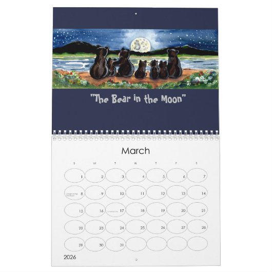 Animaux La Lune N'Importe Quelle Année Calendrier (Mar 2026)