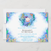 Animaux marins 1er anniversaire Invitation (Devant)